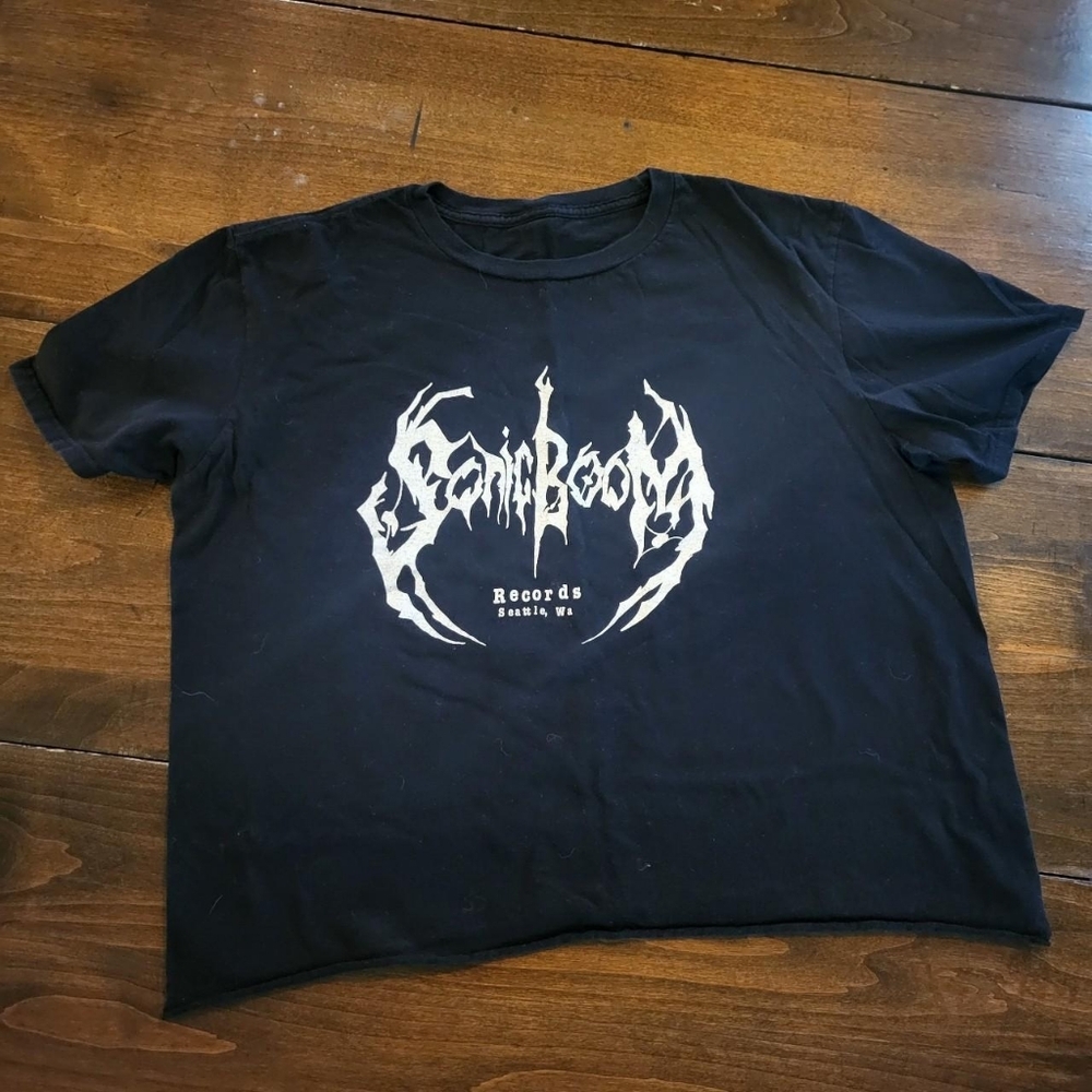Sonic Boom Records Seattle Black Metal Logo Tee